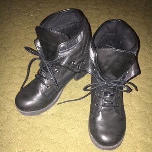Lace-up Fold down Combat Boots